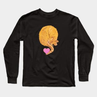 Cat with a pink heart Long Sleeve T-Shirt